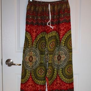 red mandala harem pants